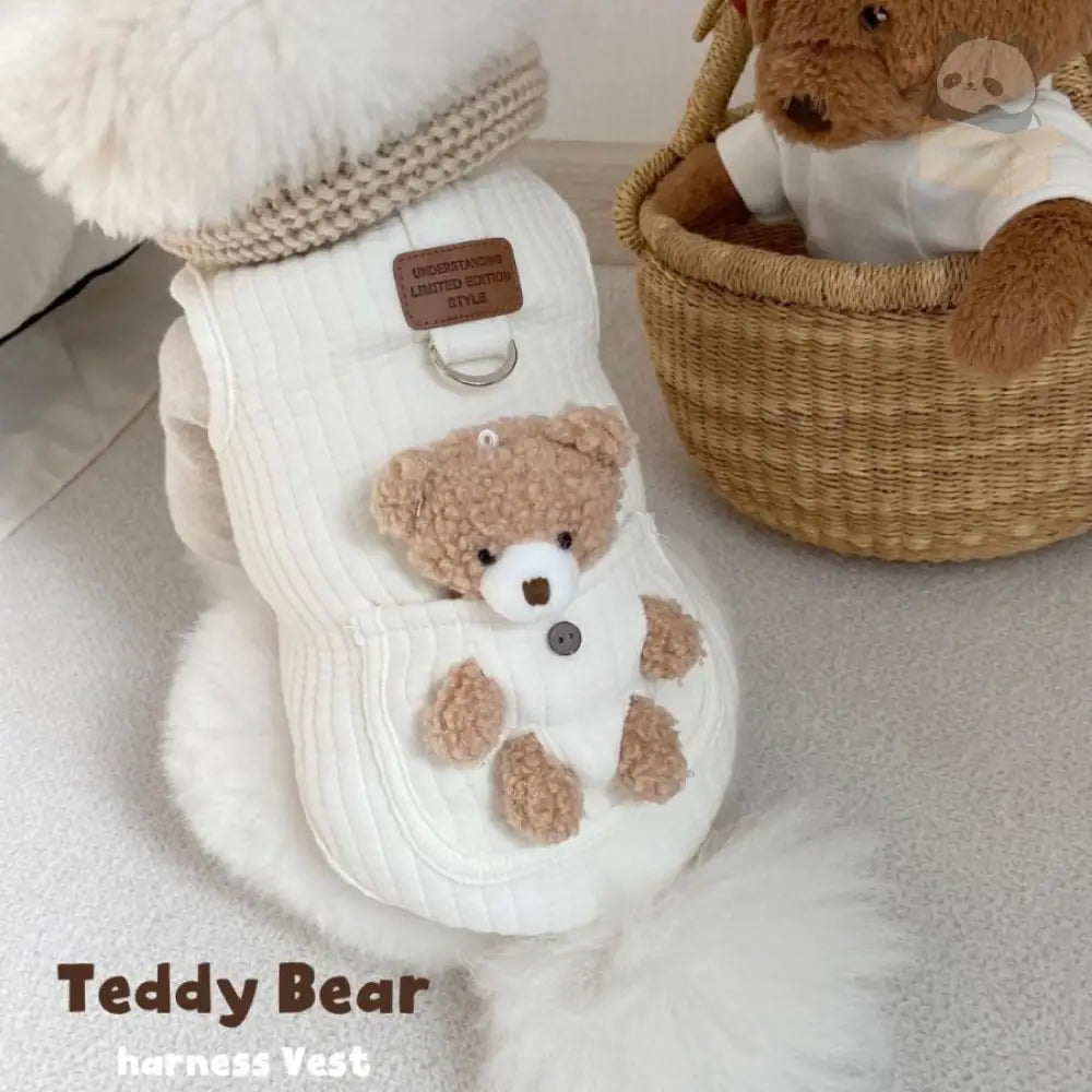 ぺット 服 安い 犬 春 秋 冬 くまちゃん 柄 ベスト ジャケット 防寒 リード フック かわいい 可愛い ハイブランド ドッグ ウェア タイプ② / XS（対応体重0.65-1.2KG） ペット用品＞ウェア