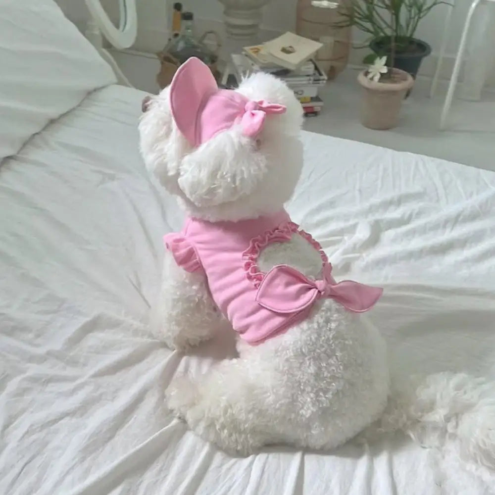 ID1002 ペット服 春夏用 xs-xlサイズ 猫 犬用 2点セット デニム Tシャツ ベスト + 帽子 セット インスタ映え かわいい コーディネート おしゃれ 通気性 軽量 ピンク2点セット / XS ペット用品＞ウェア