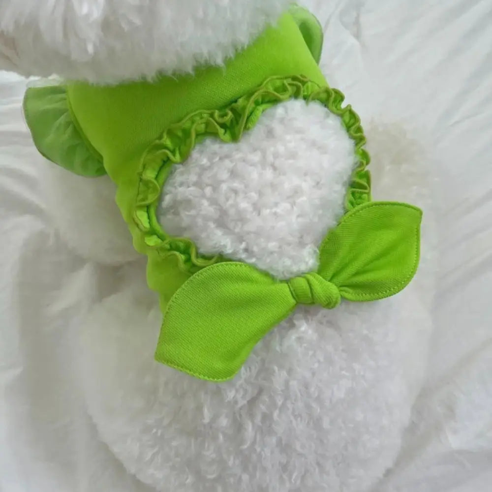 ID1002 ペット服 春夏用 xs-xlサイズ 猫 犬用 2点セット デニム Tシャツ ベスト + 帽子 セット インスタ映え かわいい コーディネート おしゃれ 通気性 軽量 グリーン2点セット / XS ペット用品＞ウェア