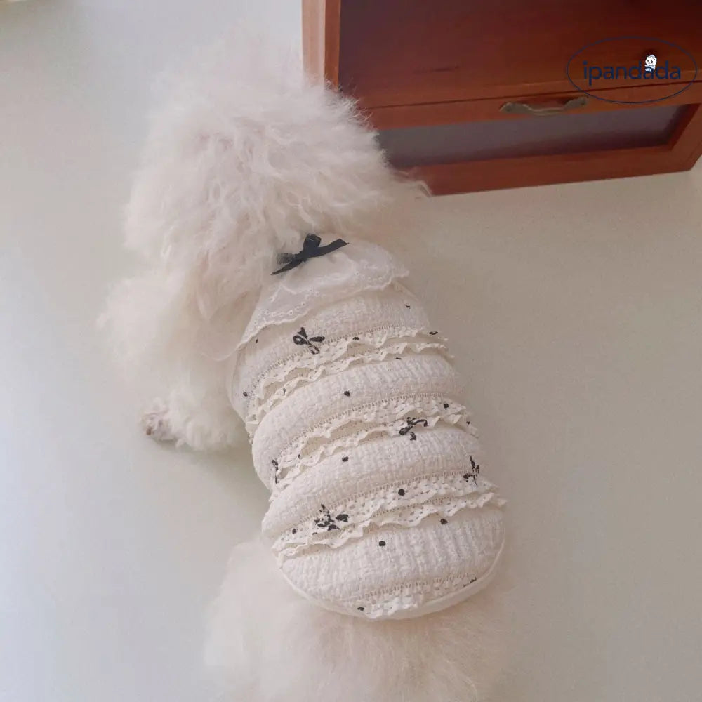 ID732 ペット服 フレンチ ケーキ レースフリル タンクトップ ドレス 犬 猫 春夏 新作 テディ ビション フリーゼ ウェア ペット用品＞ウェア