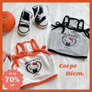 ペット服 ハローキティ ストラップ かわいい インスタ 人気 ビション 服 夏 トイプードル ポメラニアン ベスト チワワ ハーネス 猫 夏服 薄手 綿100% 涼しい 通気性 快適 軽量 おしゃれ 小型犬 室内用 ペットウェア ID2378