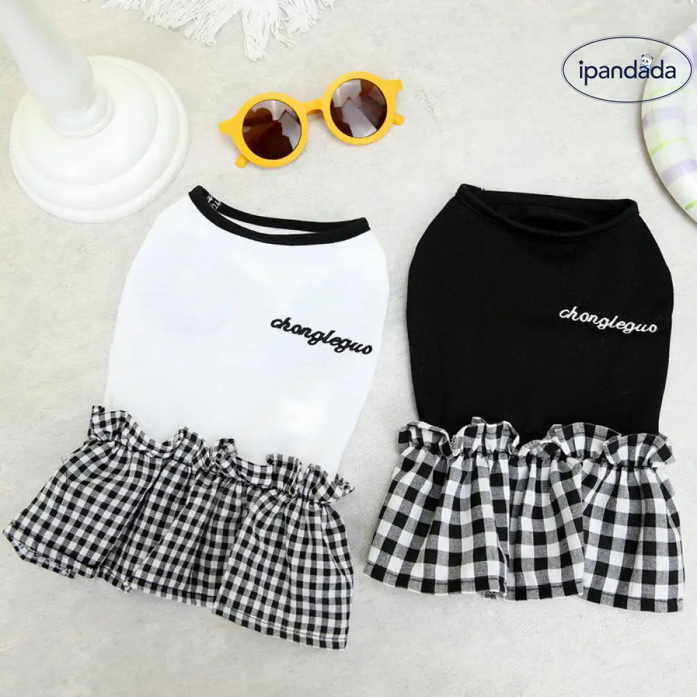 ペット服 黒白刺繍 スカート テディ ペット用保温服 中小型犬用 新作ファッション 小型子犬 テディビション フォックス ポメラニアン コーギー シュナウザー ID2348