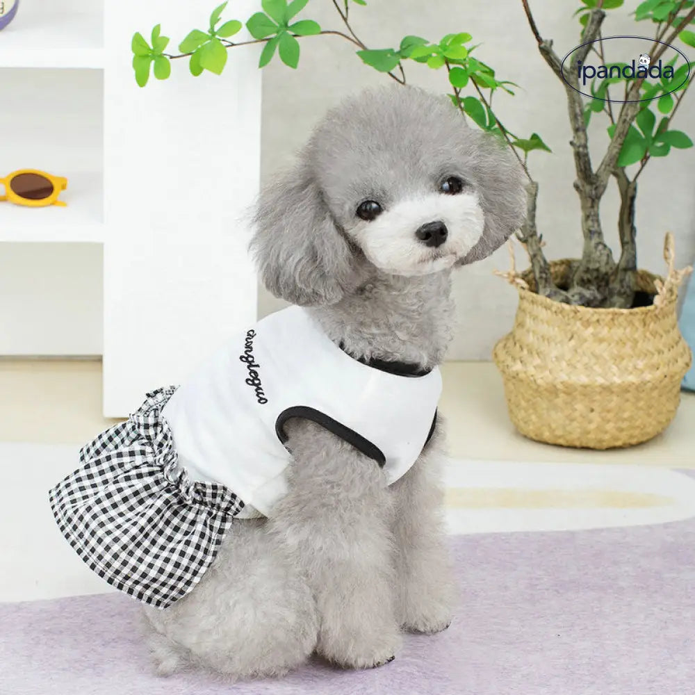 ペット服 黒白刺繍 スカート テディ ペット用保温服 中小型犬用 新作ファッション 小型子犬 テディビション フォックス ポメラニアン コーギー シュナウザー ID2348