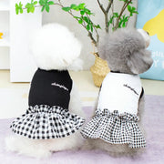 ペット服 黒白刺繍 スカート テディ ペット用保温服 中小型犬用 新作ファッション 小型子犬 テディビション フォックス ポメラニアン コーギー シュナウザー ID2348