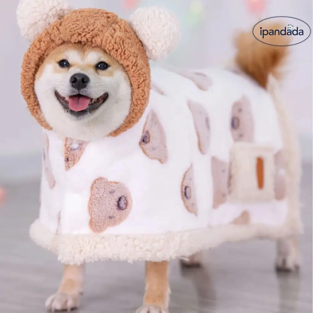 ペット服 猫犬用 服 毛布 パジャマ ベッド用 しばいぬ ローブ 大型犬用 ケープ ID3450