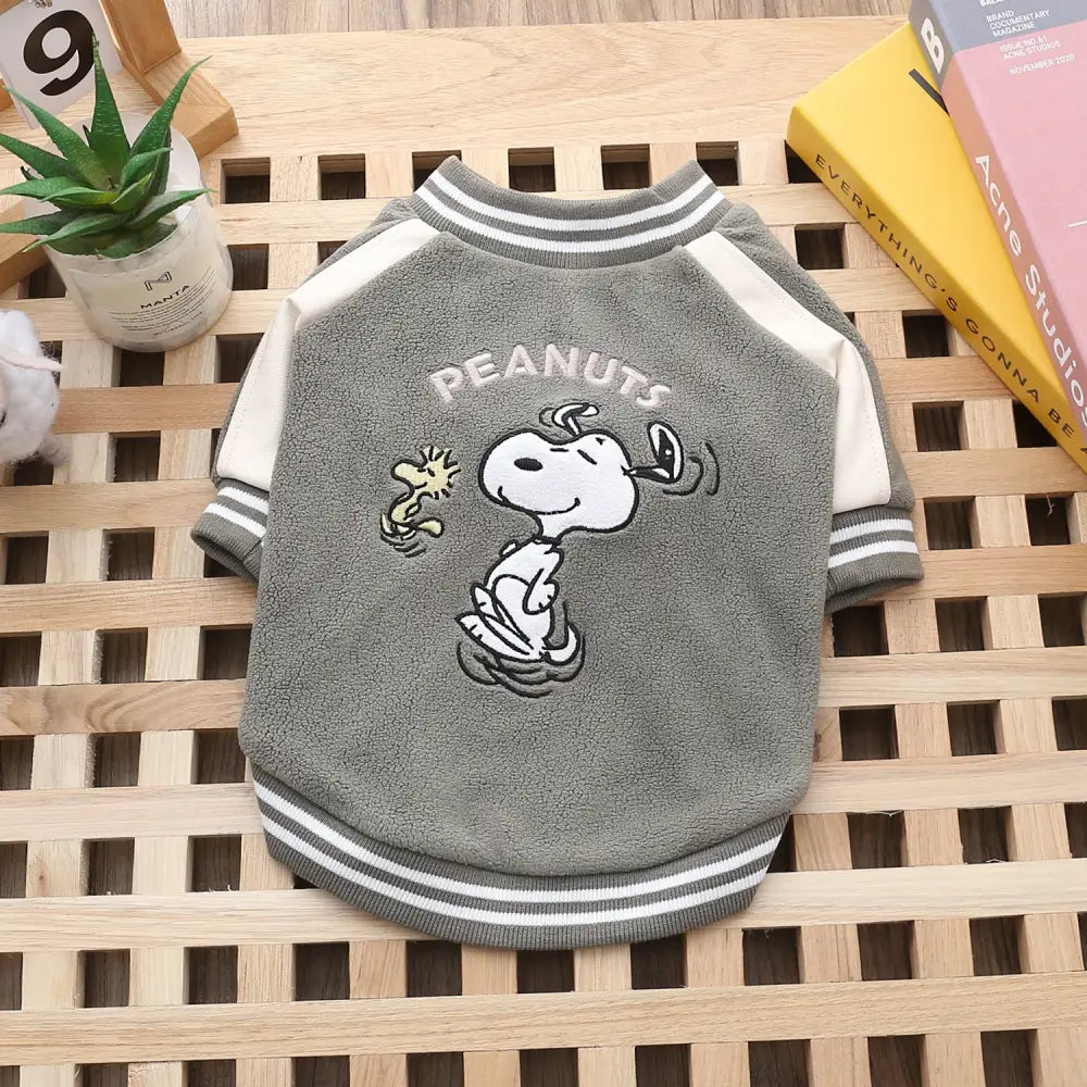 ベースボールジャケット 保温 犬用 二足服 ペットウェア ドッグウェア ID3191 グレー / XS