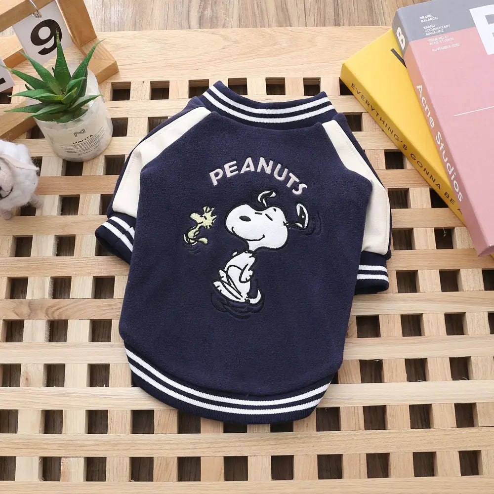 ベースボールジャケット 保温 犬用 二足服 ペットウェア ドッグウェア ID3191 ネイビー / XS