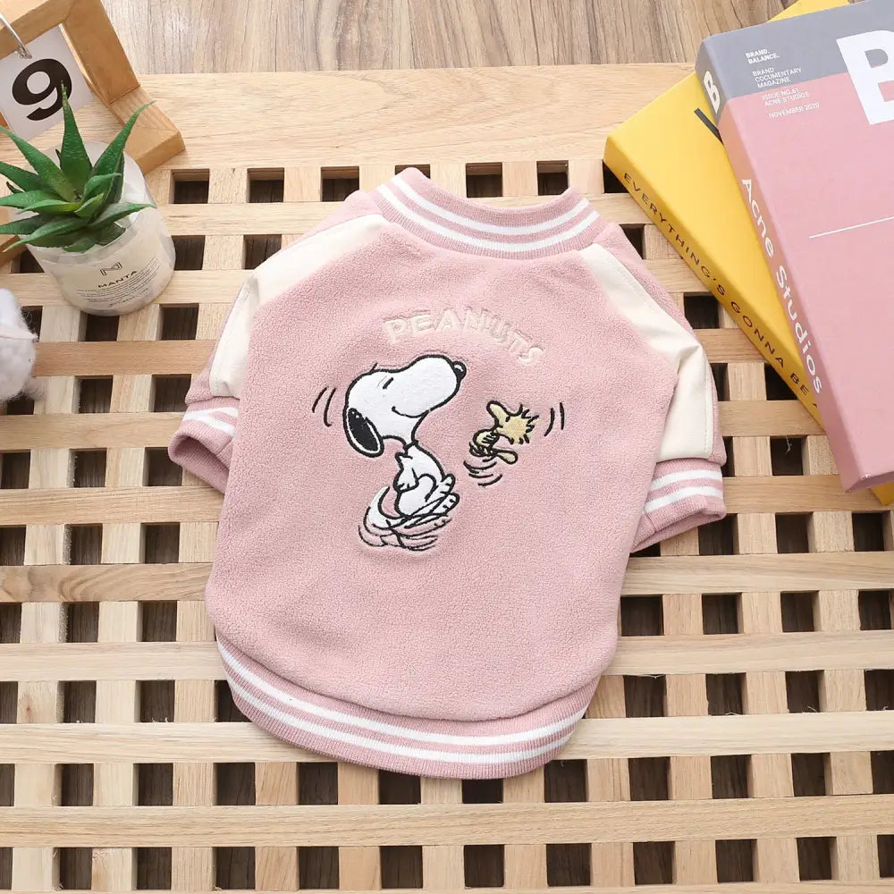 ベースボールジャケット 保温 犬用 二足服 ペットウェア ドッグウェア ID3191 ピンク / XS