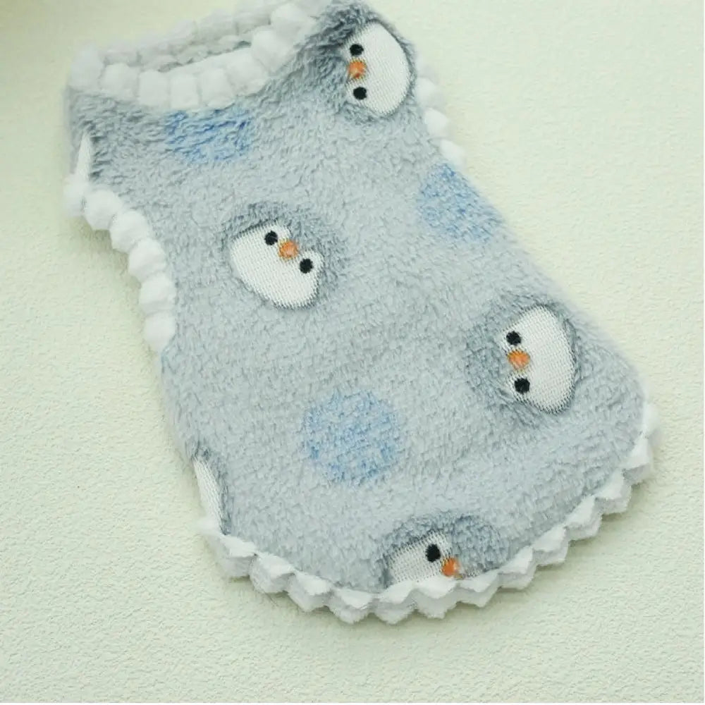 ペット服 犬 猫 秋冬 加フリース 厚手 かわいい テディ ベア ビション ルームウェア 小さな ベスト ID2715 グレー / XS