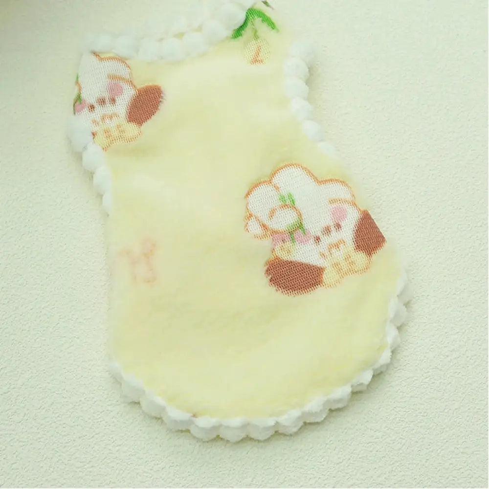 ペット服 犬 猫 秋冬 加フリース 厚手 かわいい テディ ベア ビション ルームウェア 小さな ベスト ID2715 イエロー / XS