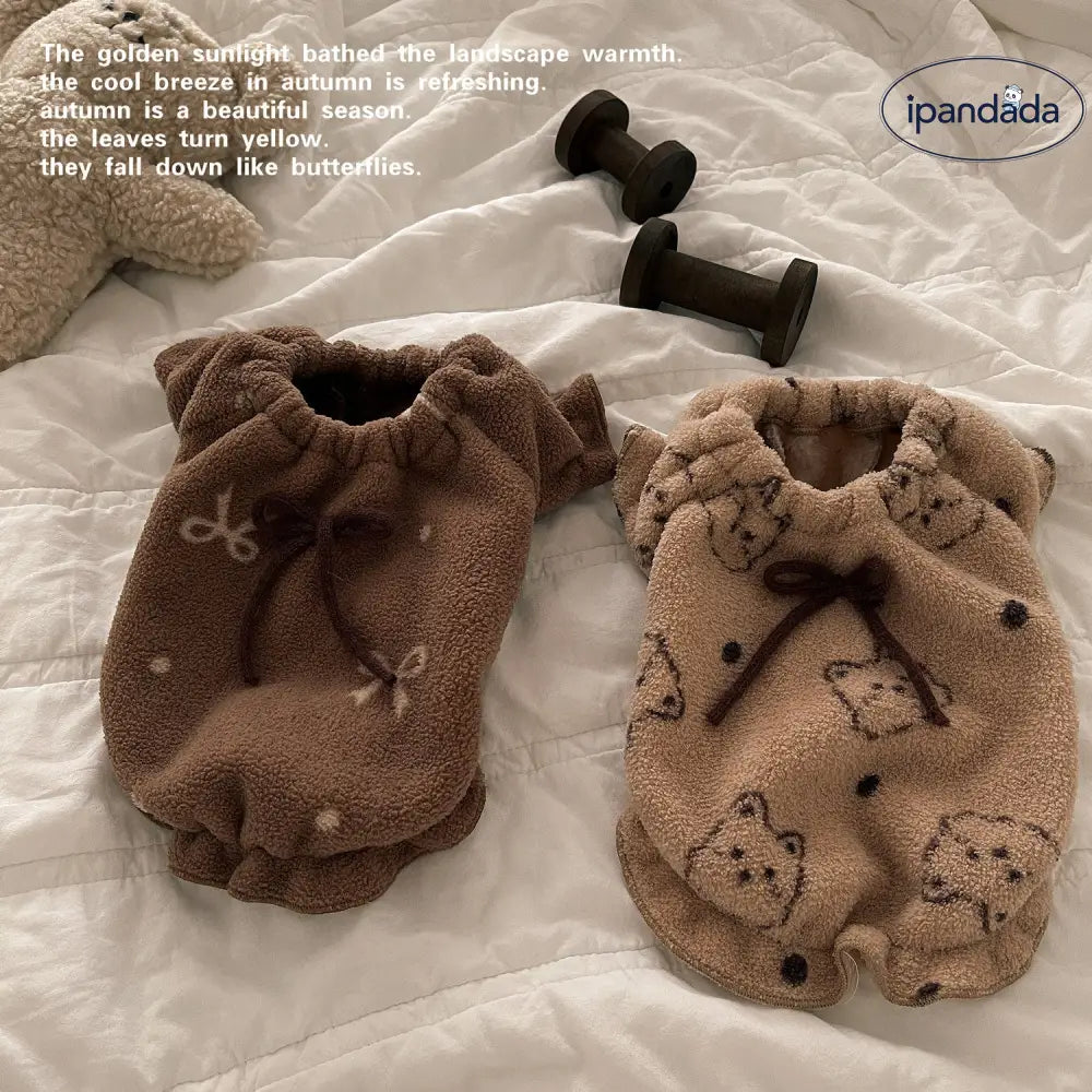 ペット服 犬 猫 秋冬新作 フリース 保温 部屋着 タディ ビション用パジャマ ルームウェア テディ ビションフリーゼ ID3255