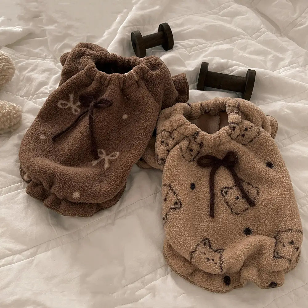 ペット服 犬 猫 秋冬新作 フリース 保温 部屋着 タディ ビション用パジャマ ルームウェア テディ ビションフリーゼ ID3255