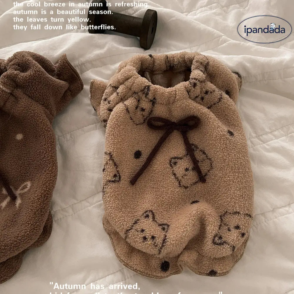 ペット服 犬 猫 秋冬新作 フリース 保温 部屋着 タディ ビション用パジャマ ルームウェア テディ ビションフリーゼ ID3255