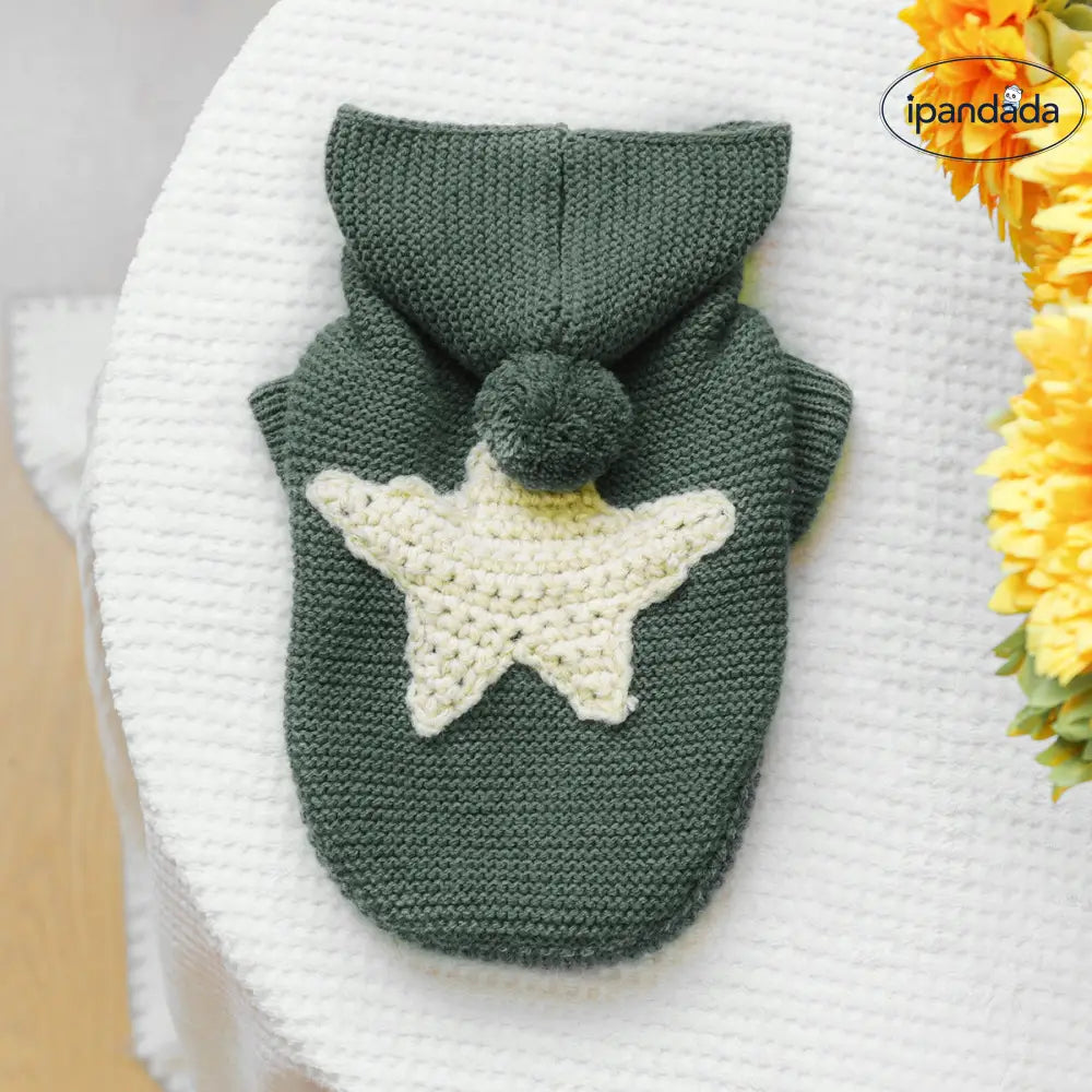 ペット服 犬 猫 秋冬用 星柄 セーター かわいい 保温 快適 防寒 ペット 小型犬 フード付き 犬服 冬バージョン ID2456