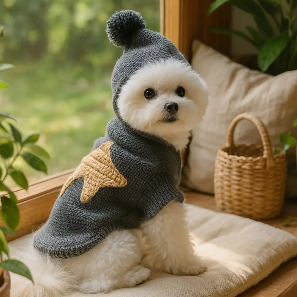 ペット服 犬 猫 秋冬用 星柄 セーター かわいい 保温 快適 防寒 ペット 小型犬 フード付き 犬服 冬バージョン ID2456