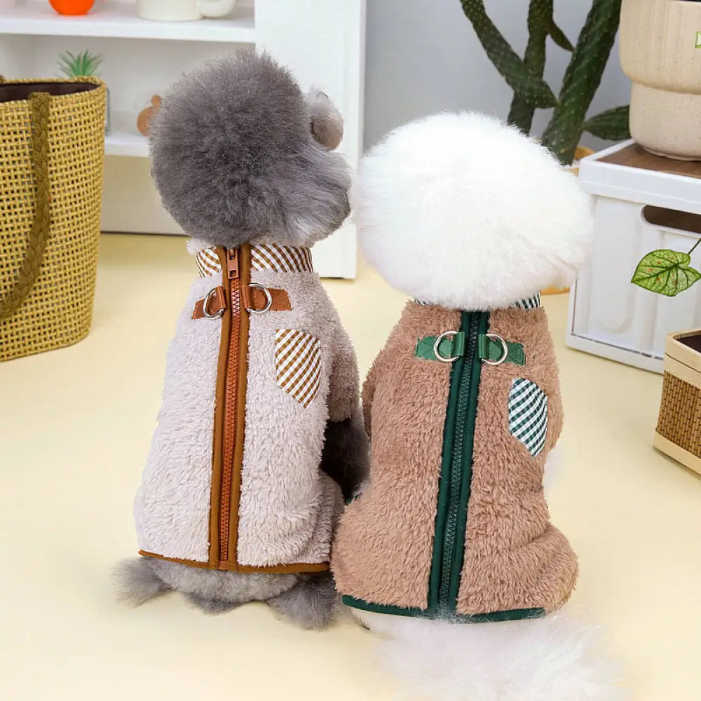 ペット服 犬服 四肢付きフリース 秋冬用 小中型犬用 愛犬用 ジッパータイプ ペット厚手 ベスト 猫用 フリースインナー ID2341
