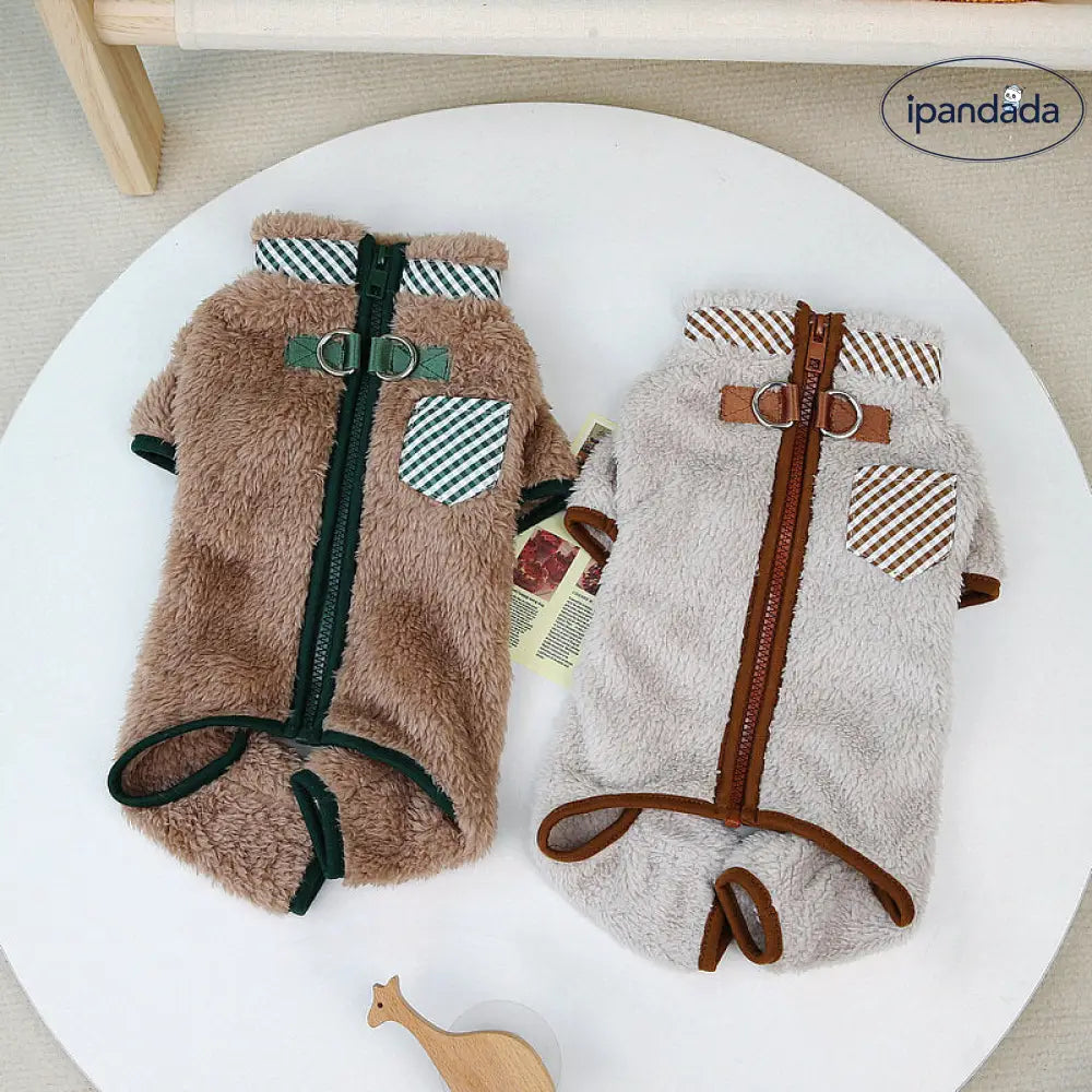 ペット服 犬服 四肢付きフリース 秋冬用 小中型犬用 愛犬用 ジッパータイプ ペット厚手 ベスト 猫用 フリースインナー ID2341
