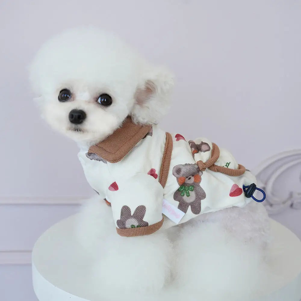 ペット服 犬用 秋冬 ハートベア コットン テディ ヨークシャー 可愛い 保温 二足タイプ コットンジャケット ID2785
