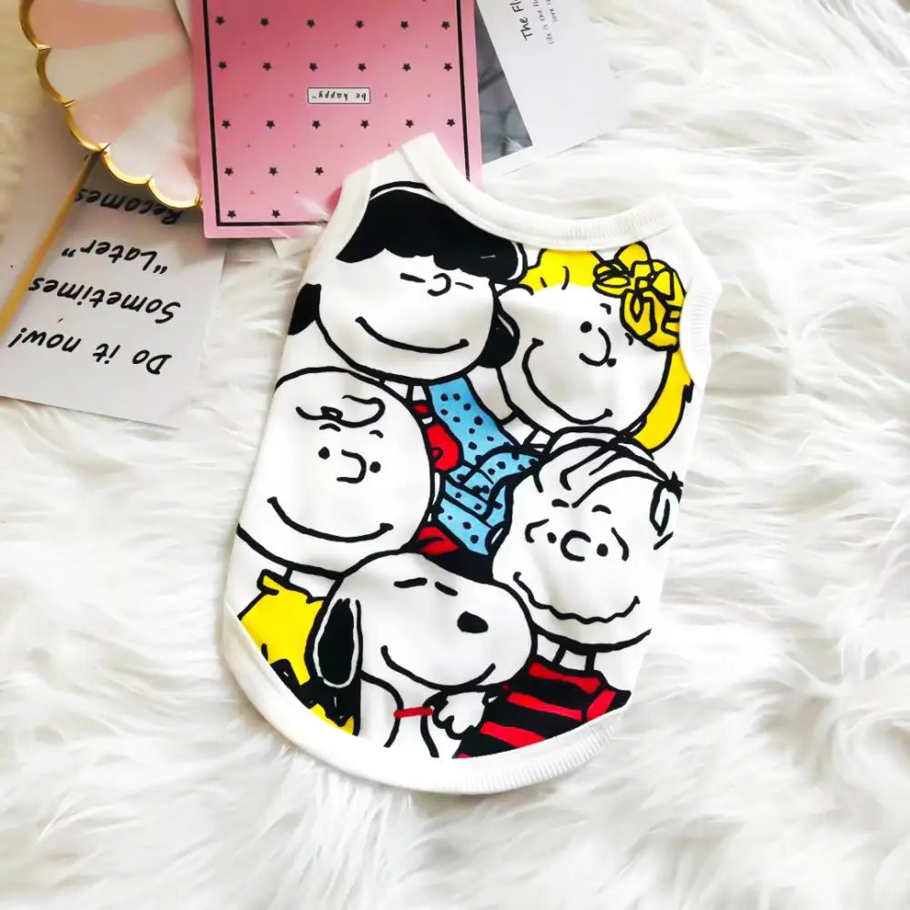 ペット服 犬服 プリント キャラクター ペットベスト 犬用 小型犬 春夏秋 かわいい 室内着 お散歩 おしゃれ ID4006 ホワイト / XS