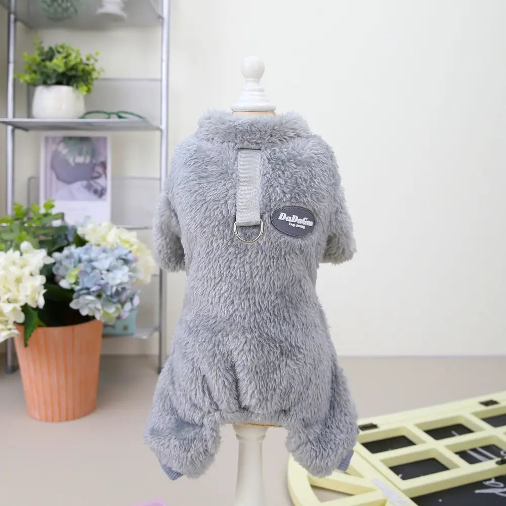 ペット 服 三色 リング 四足 フリース 犬 服 秋冬 新作 ペット 服 テディ 服 ID2519 グレー / S