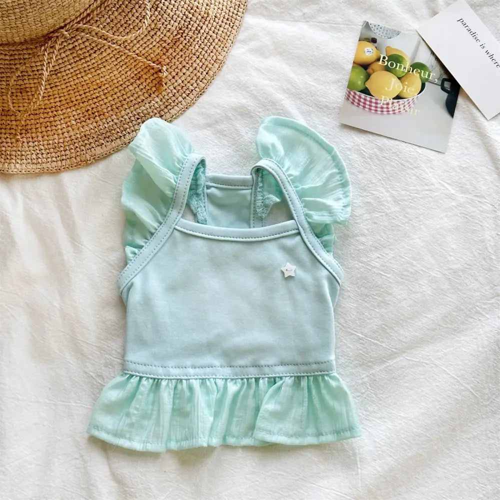 ID716 ペット服 テディ 夏服 ティーカッププードル ビションフリーゼ 子犬用 タンクトップ ペットベスト 猫用服 薄手 涼しい 小型犬用 XS～XLサイズ グリーン / XS ペット用品＞ウェア