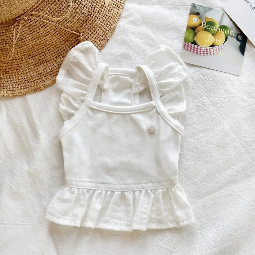 ID716 ペット服 テディ 夏服 ティーカッププードル ビションフリーゼ 子犬用 タンクトップ ペットベスト 猫用服 薄手 涼しい 小型犬用 XS～XLサイズ ホワイト / XS ペット用品＞ウェア