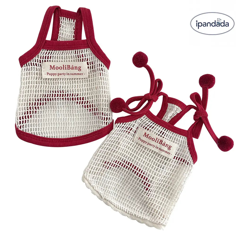 ID1001 ペット服 夏用 ノースリーブ マルチーズ リゾート風 レース ベスト 小型犬 おしゃれ インスタ映え かわいい 写真撮影 人気款 通気性 涼感 ペット用品＞ウェア