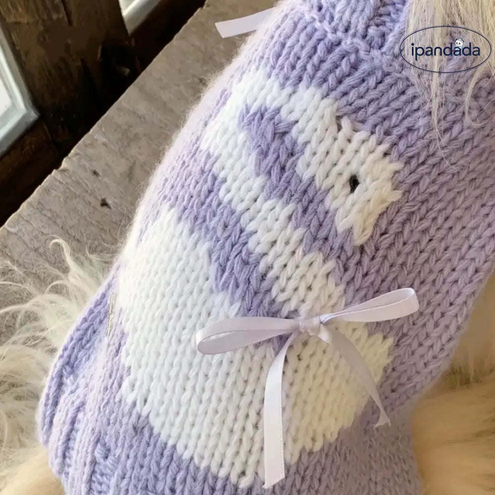 ペット服 小型犬 セーター 猫セーター テディ ポメラニアン かわいい パープル ID3598