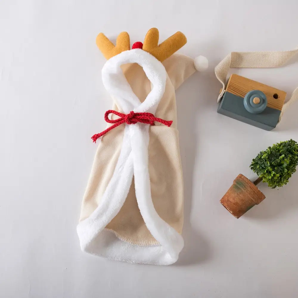 ペット クリスマスコスチューム ケープ マント ペット用 犬服 おもしろ 衣装 犬猫 変身服 ID2786 ベージュ / S