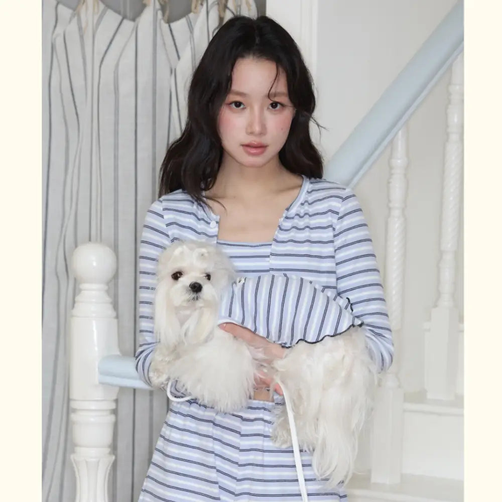 ペット&オーナー マッチング ルームウェア カーディガン ベスト タンクトップ 韓国風 パジャマ 3点セット 外出可 パッド付き 親子コーデ おそろい ホームウェア リラックス ゆったり 吸汗 通気性 おしゃれ ペットウェア