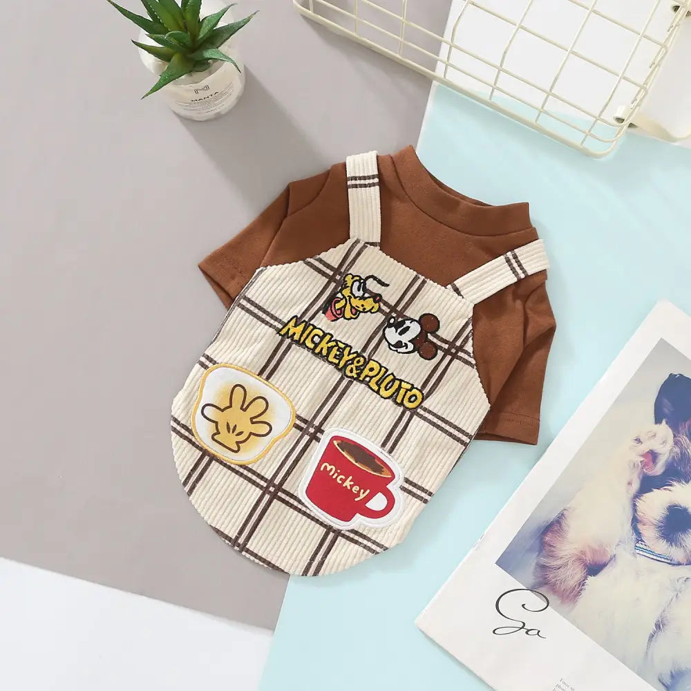 ペット パッチワーク ピンストライプ 保温 通気性 ドッグウェア ペット服 犬の服 小型犬 中型犬 女の子 男の子 ID4379 ベージュ / XS ペット用品＞ウェア