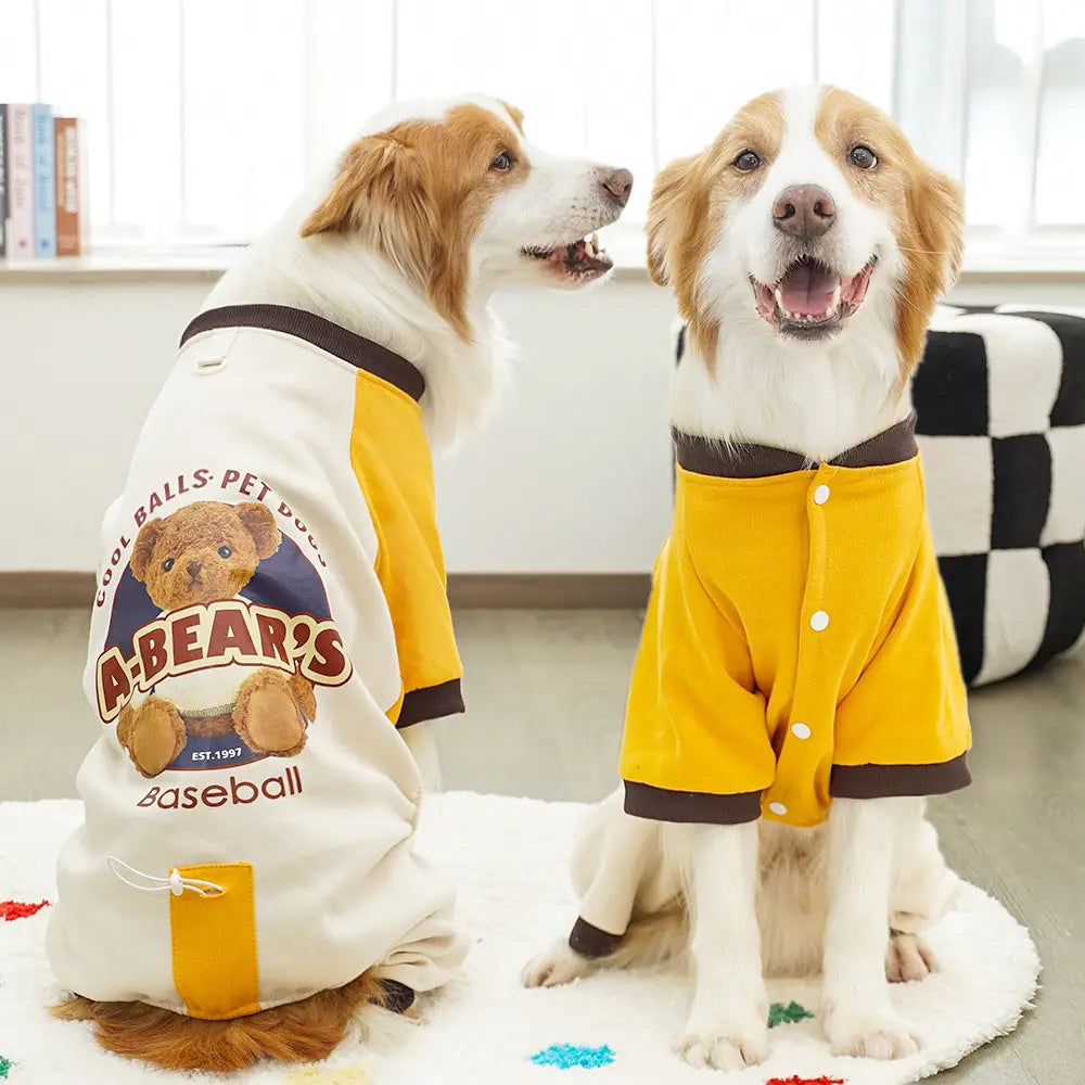 ペット ゴールデンレトリバー 四脚服 中・大型犬 猫服 猫用品 秋冬 犬用 スウェット フリース ラブラドール ID2436 イエロー / XS
