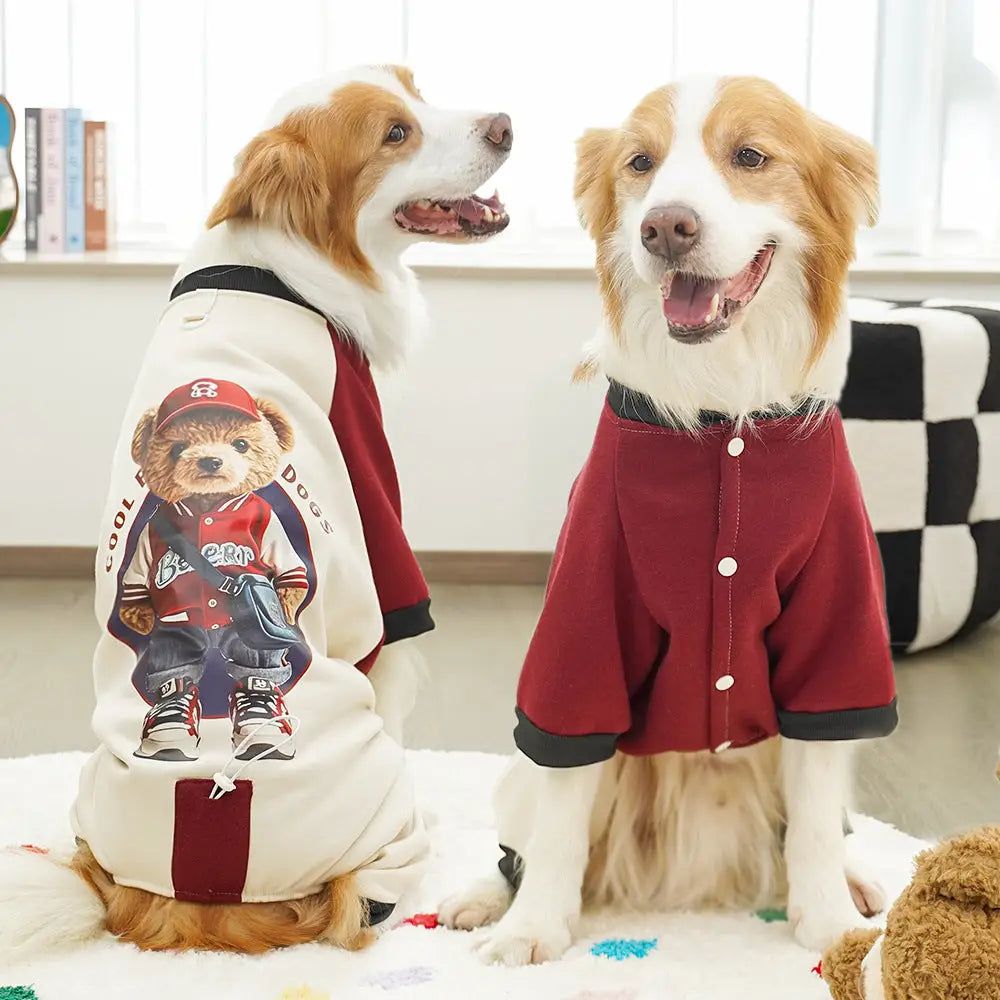 ペット ゴールデンレトリバー 四脚服 中・大型犬 猫服 猫用品 秋冬 犬用 スウェット フリース ラブラドール ID2436 レッド / XS