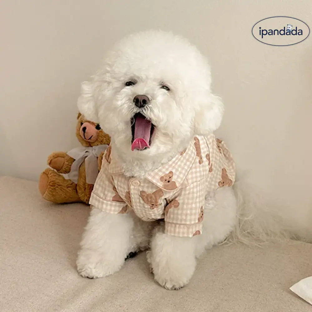 ペット 親子コーデ かわいい くま プリント 犬用 パジャマ 猫用 シャツ ペット 小さい 服 ペア おそろい オーナーウェア ペットウェア 涼しい 吸汗 通気性 軽やか 着心地 快適 カジュアル おしゃれ ペットファッション 春夏 薄手 キュート デザイン ペット連れ お出かけ ID2112