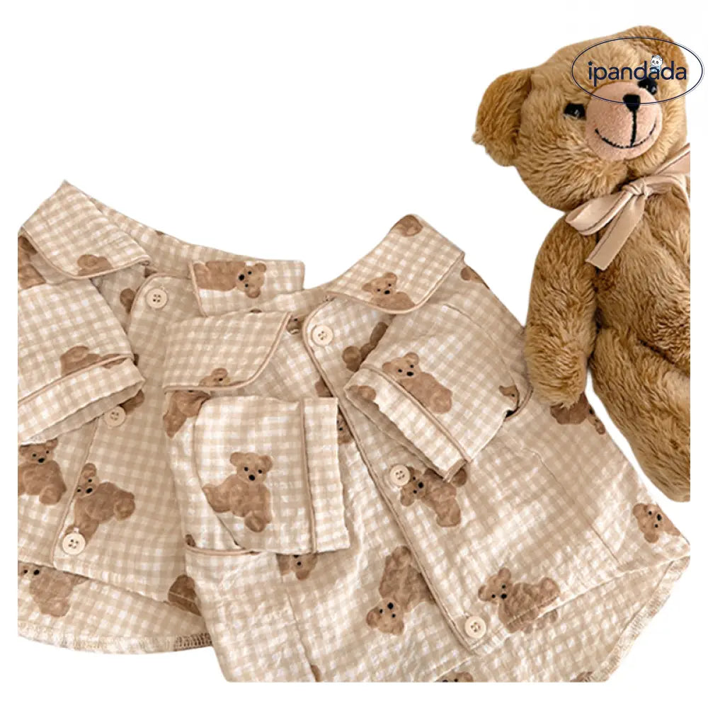 ペット 親子コーデ かわいい くま プリント 犬用 パジャマ 猫用 シャツ ペット 小さい 服 ペア おそろい オーナーウェア ペットウェア 涼しい 吸汗 通気性 軽やか 着心地 快適 カジュアル おしゃれ ペットファッション 春夏 薄手 キュート デザイン ペット連れ お出かけ ID2112