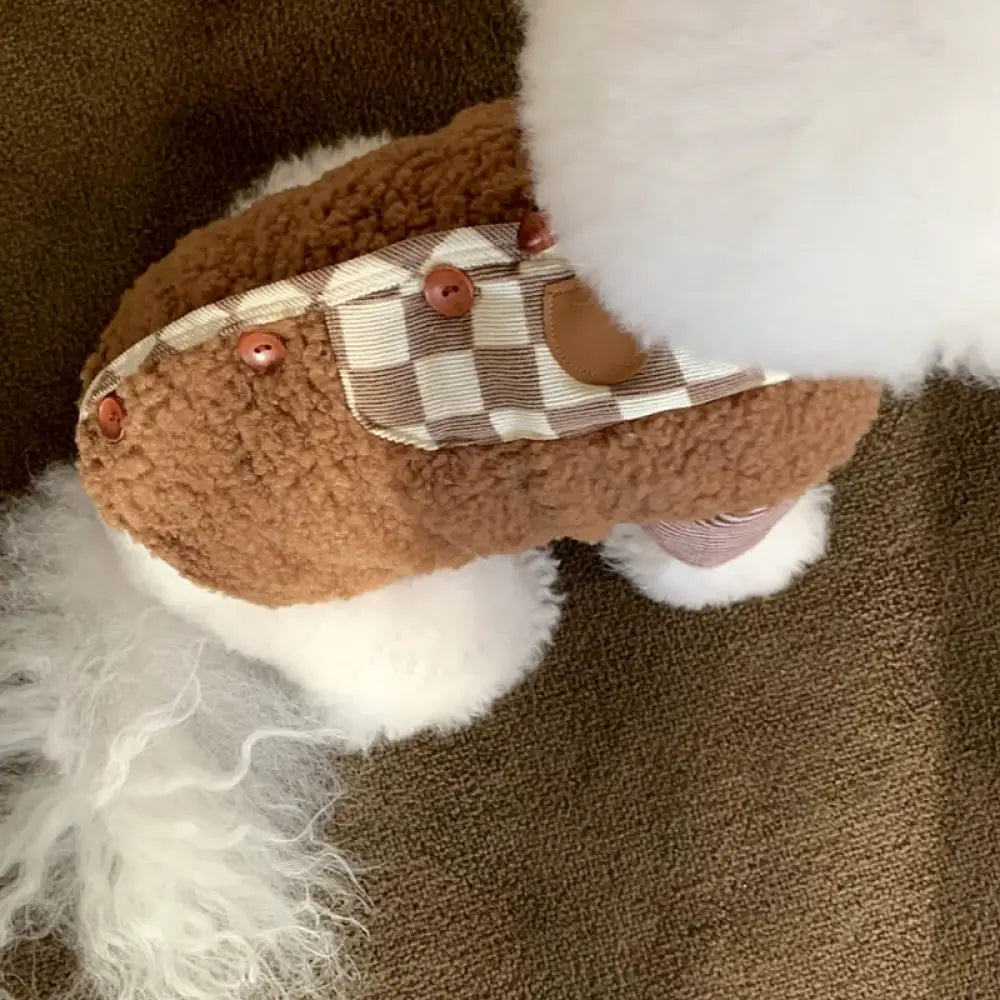 ペット 秋冬 服 タイディ ビション ヨークシャー 小型犬 ポメラニアン 猫用 犬用 服 秋 保温 マスコット ベスト ID3288 ブラウン / XS