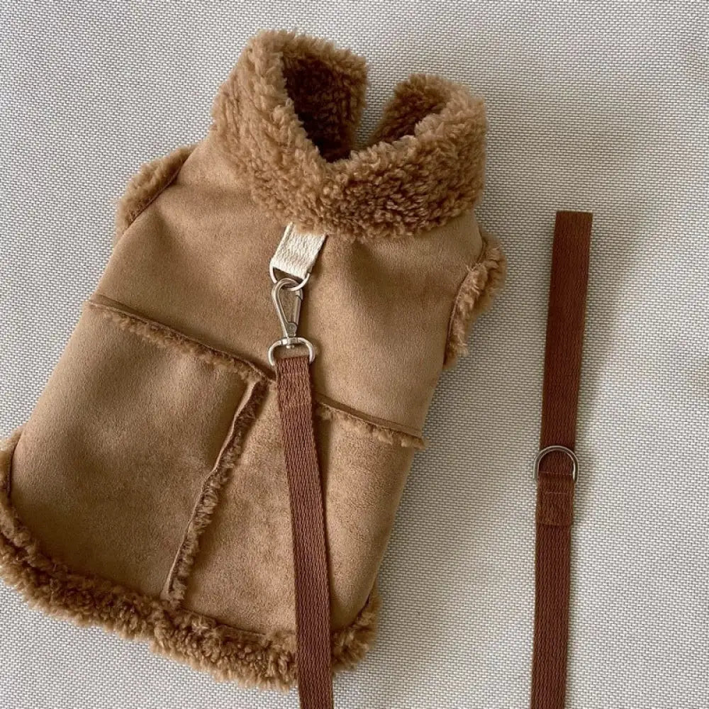 ペット 秋冬用 テディ ビション ベーメ 猫用 秋服 小型 幼犬 牽引可能 保温 ベスト 抜け毛防止 小型犬 中型犬 おしゃれ あたたかい 秋用 冬用 ID3074 ブラウン / XS ペット用品＞ウェア