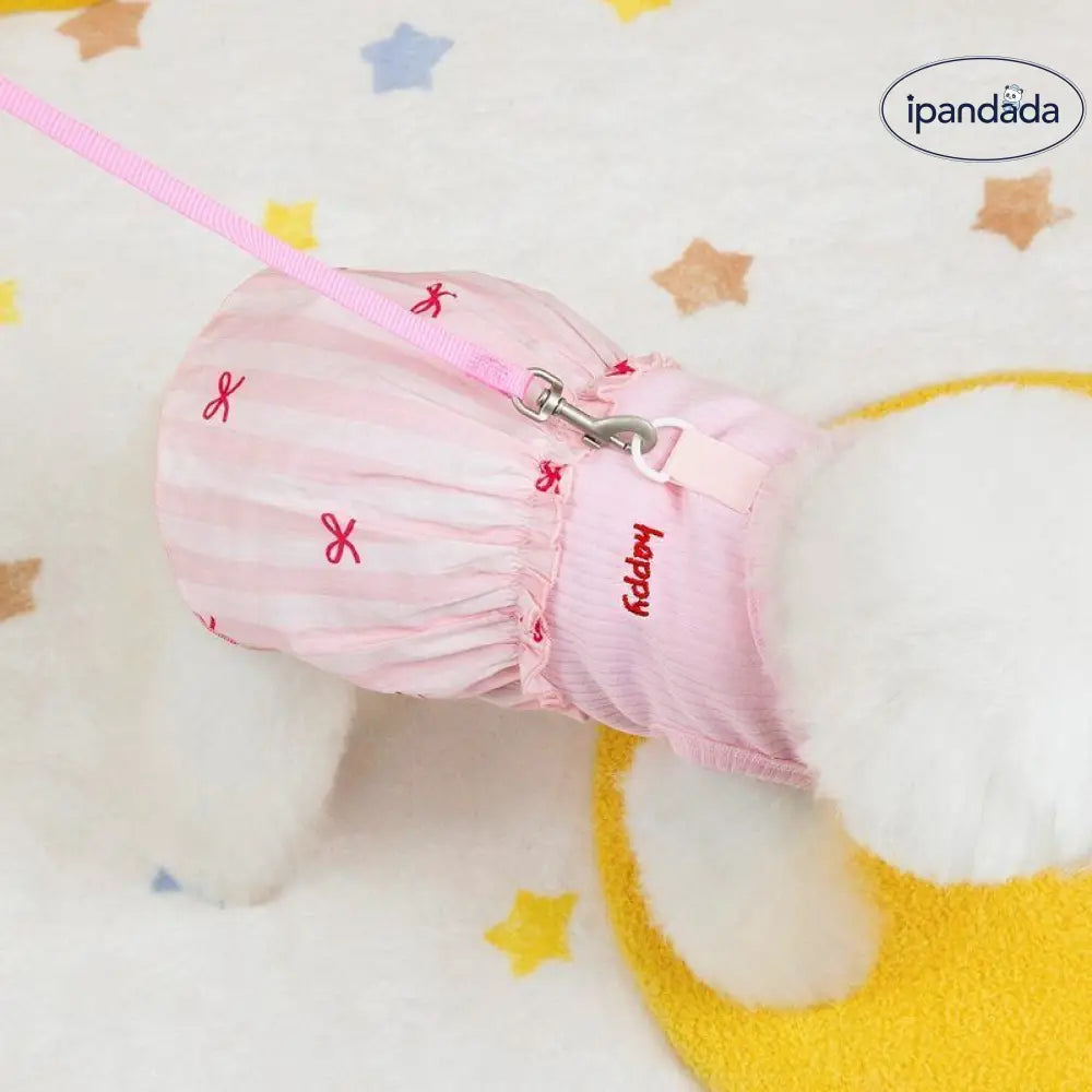 ID724 ペット リボン ワンピース 犬 猫 春 夏 薄手 ドレス 服 ノースリーブ リード 対応 テディ ビション フリーゼ マルチーズ ペット用品＞ウェア