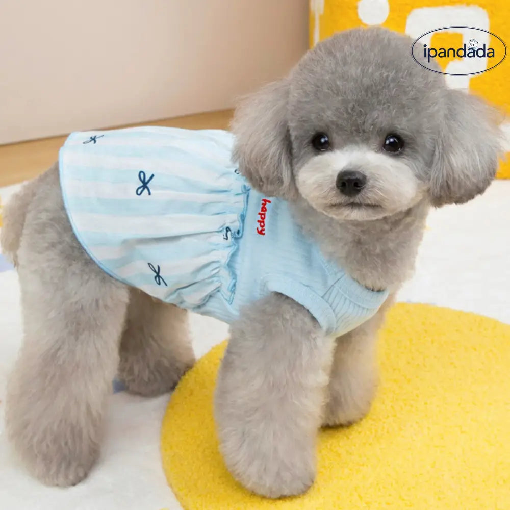 ID724 ペット リボン ワンピース 犬 猫 春 夏 薄手 ドレス 服 ノースリーブ リード 対応 テディ ビション フリーゼ マルチーズ ペット用品＞ウェア