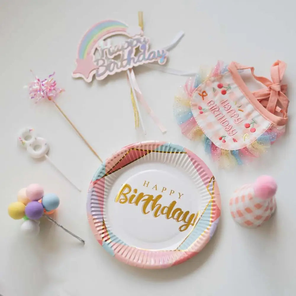 ID1169 ペット用 誕生日パーティー 飾りセット よだれかけ 帽子 ケーキトッパー マフラー 安全素材 かわいいデザイン ペットアクセサリー プレミアム 防水 洗濯可能 写真撮影 記念日 ギフト おすすめ おしゃれ カラフル 手作り風