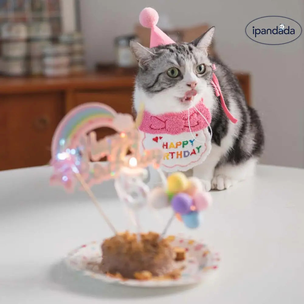 ID1169 ペット用 誕生日パーティー 飾りセット よだれかけ 帽子 ケーキトッパー マフラー 安全素材 かわいいデザイン ペットアクセサリー プレミアム 防水 洗濯可能 写真撮影 記念日 ギフト おすすめ おしゃれ カラフル 手作り風