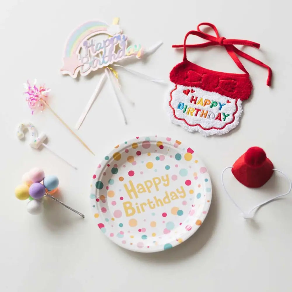 ID1169 ペット用 誕生日パーティー 飾りセット よだれかけ 帽子 ケーキトッパー マフラー 安全素材 かわいいデザイン ペットアクセサリー プレミアム 防水 洗濯可能 写真撮影 記念日 ギフト おすすめ おしゃれ カラフル 手作り風