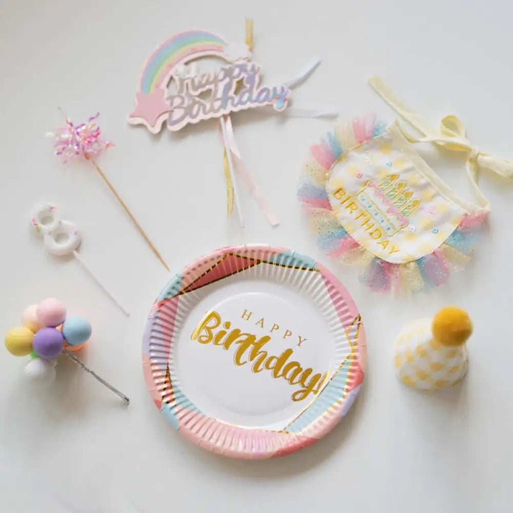 ID1169 ペット用 誕生日パーティー 飾りセット よだれかけ 帽子 ケーキトッパー マフラー 安全素材 かわいいデザイン ペットアクセサリー プレミアム 防水 洗濯可能 写真撮影 記念日 ギフト おすすめ おしゃれ カラフル 手作り風