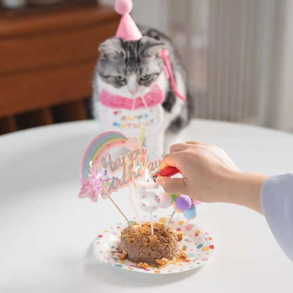 ID1169 ペット用 誕生日パーティー 飾りセット よだれかけ 帽子 ケーキトッパー マフラー 安全素材 かわいいデザイン ペットアクセサリー プレミアム 防水 洗濯可能 写真撮影 記念日 ギフト おすすめ おしゃれ カラフル 手作り風