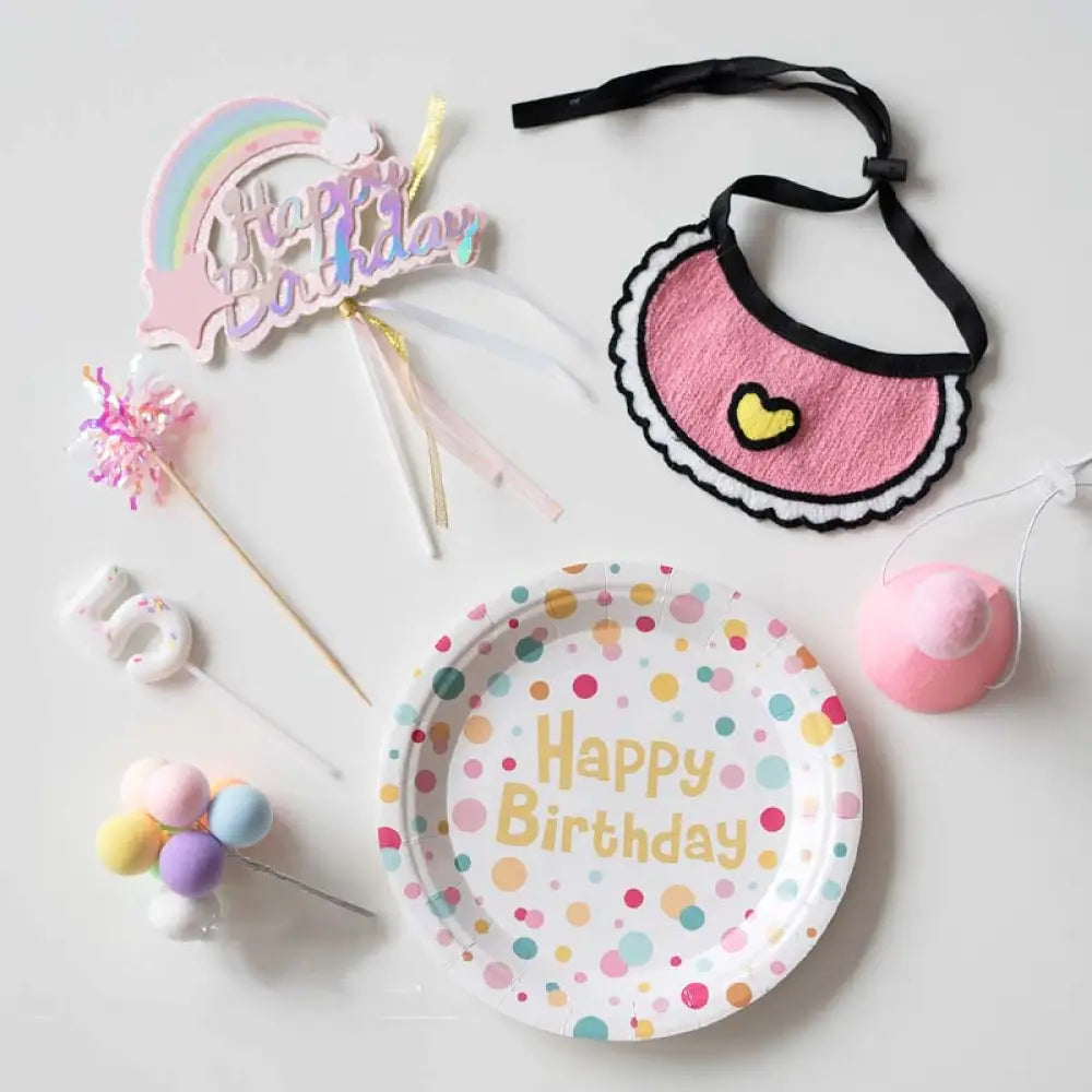 ID1169 ペット用 誕生日パーティー 飾りセット よだれかけ 帽子 ケーキトッパー マフラー 安全素材 かわいいデザイン ペットアクセサリー プレミアム 防水 洗濯可能 写真撮影 記念日 ギフト おすすめ おしゃれ カラフル 手作り風