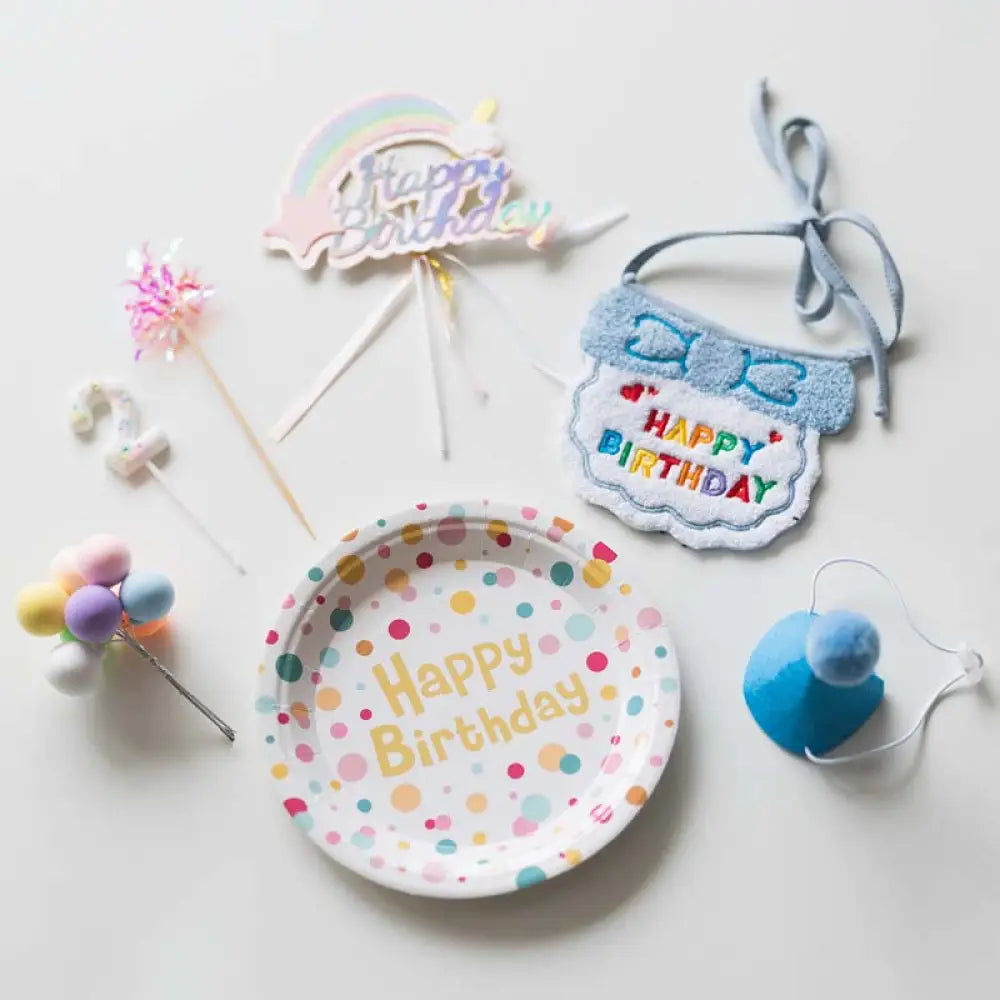 ID1169 ペット用 誕生日パーティー 飾りセット よだれかけ 帽子 ケーキトッパー マフラー 安全素材 かわいいデザイン ペットアクセサリー プレミアム 防水 洗濯可能 写真撮影 記念日 ギフト おすすめ おしゃれ カラフル 手作り風