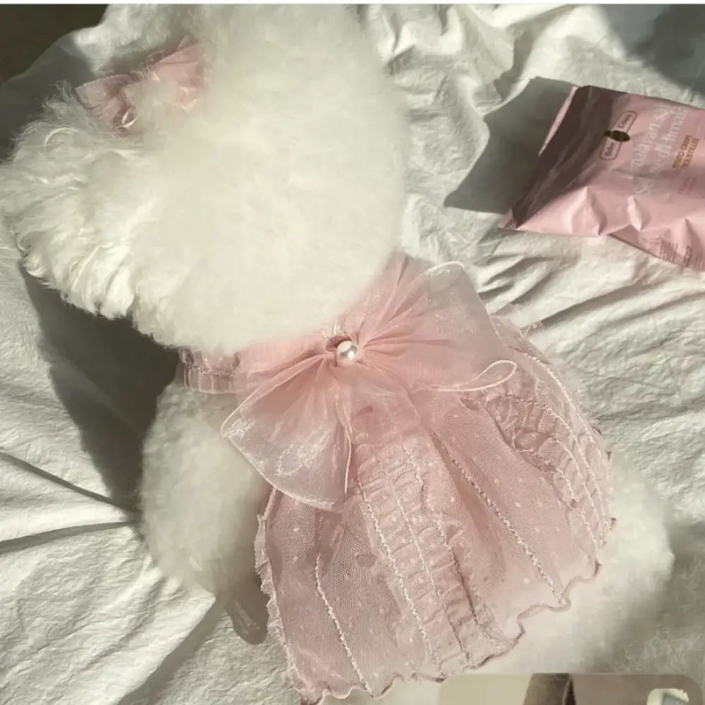ペット用 ドレス ビション テディ ポメラニアン マルチーズ 服 小型犬 犬 猫 ウェディングドレス フォーマルドレス ID2314 ピンク / XS