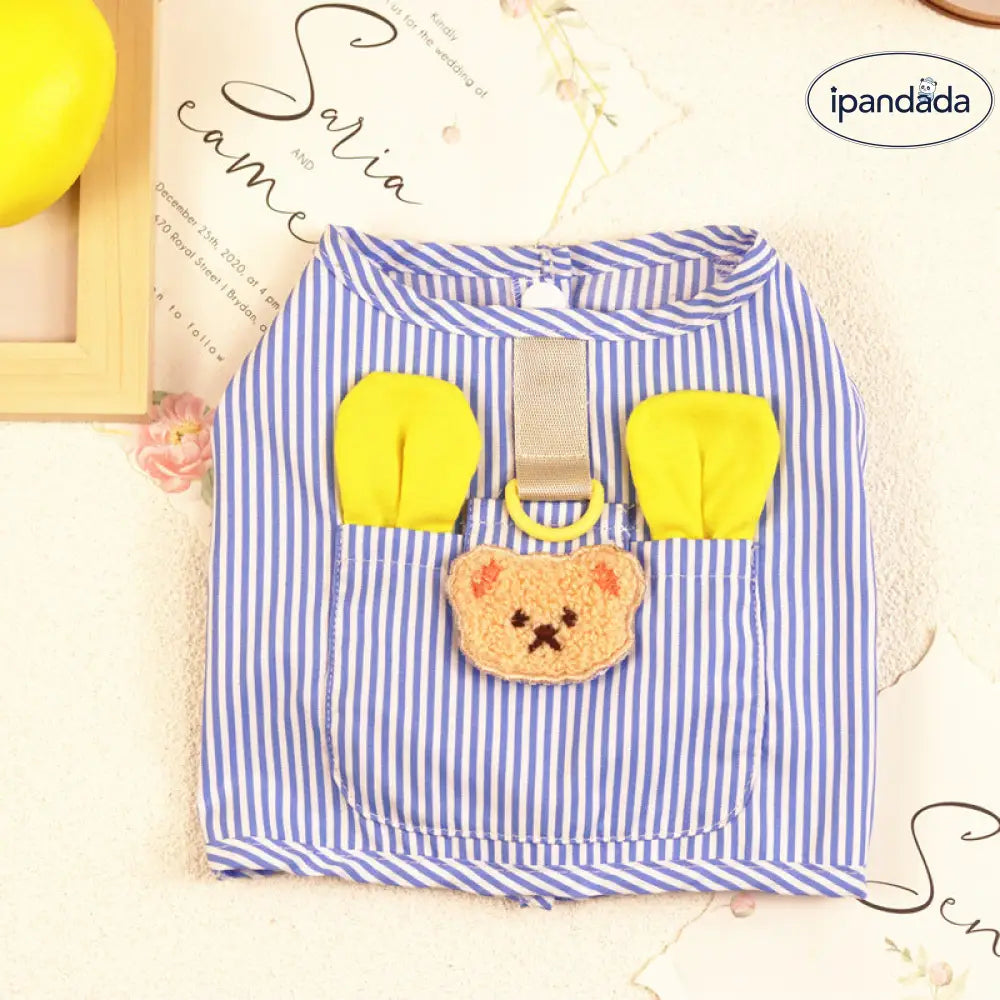 ペット用 服 犬用 チェスト ハーネス付き ベスト テディ キャット 服 ペットウェア 縦ライン チェストハーネス ID2318