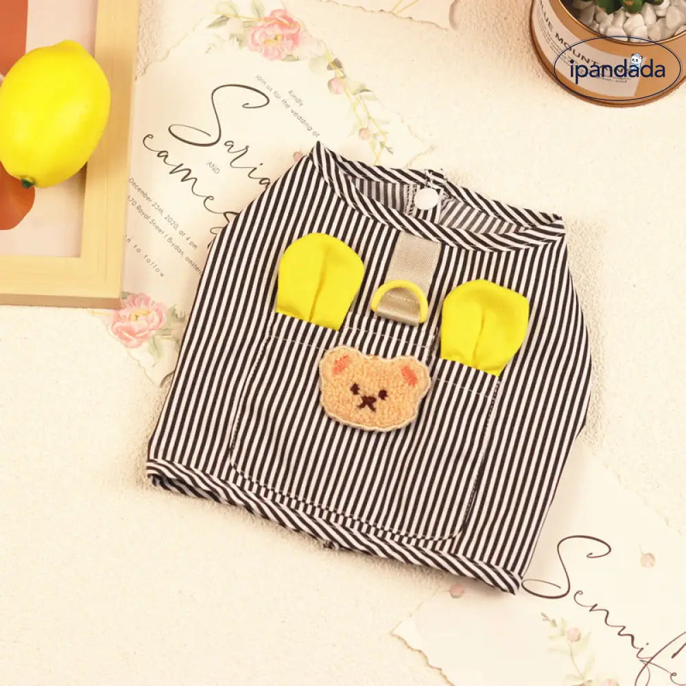 ペット用 服 犬用 チェスト ハーネス付き ベスト テディ キャット 服 ペットウェア 縦ライン チェストハーネス ID2318