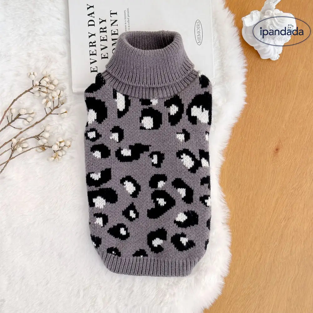ペット用 ヒョウ柄 セーター 3色から選べる ヒョウ柄 犬服 テディベア フレンチブルドッグ 秋冬用 ID2449